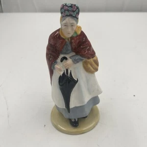 Vintage Old Woman with umbrella Figurine Crown China Staffordshire England - Picture 1 of 3