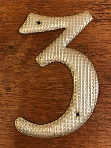 Vintage Salvaged 1950's/60's Retro Aluminum House Sign Address Number 3 (3.5") - Picture 1 of 3