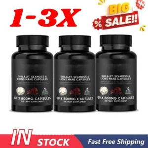 1-3X Shilajit Muschio di Mare - Criniera di Leone/Adattogeno Energia Immunità Brain Boost-60PCS - Foto 1 di 14
