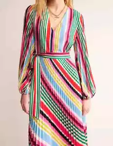 BODEN V-neck pleated midi dress size 12 reg multi-colour D0880 --- bwb - Picture 1 of 7