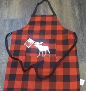 NeW  Moose Checkered Cooking Apron Hair Stylist Salon  Canadian Home Décor - Picture 1 of 4