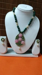 Indian Pachi Work Kundan Pearl Wedding Bridal Necklace Jewelry Valentine Special - Picture 1 of 8