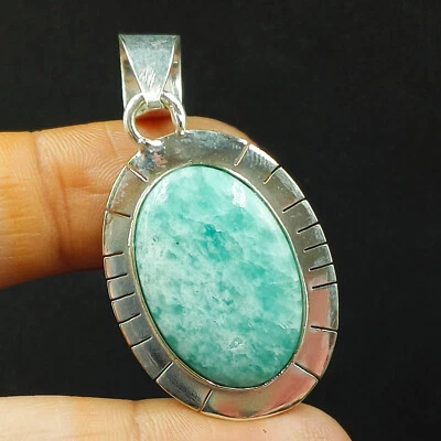 925 Sterling Silver Natural Aventurine Oval Gemstone Pendant Foto 1 de 4