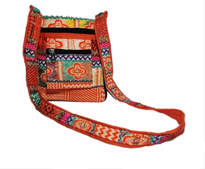 Orange Cotton Crossbody Shoulder Bag Hobo Casual Travel Hippie Sling Boho Bag - Picture 1 of 5