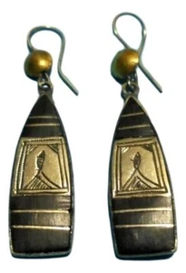 Handcrafted  African Tuareg  Berber Wooden Earrings - Picture 1 of 13