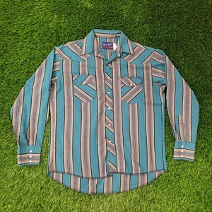 Vintage 90s Wrangler Hippie Ranchwear Shirt XL 24x32 Pearl-Snap - Picture 1 of 14