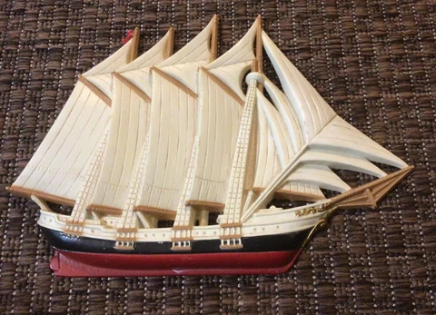 USA Made Vintage Burwood 3331-2 Sail Boat Nautical Ship Plastic Wall Plaque 1995 Cover