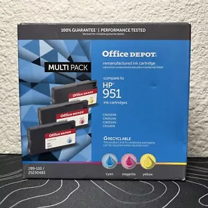 Cartuccia di inchiostro Office Depot HP 951 colore giallo magenta ciano confezione da 3 nuove sigillate - Foto 1 di 2
