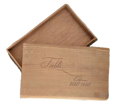 Wooden candied fruit box with dovetail joints natural finish 12 7/8" x 7 7/8" - Image 1 of 4