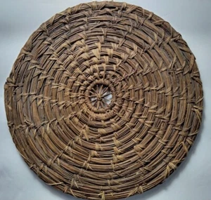 Vintage Kiefer Nadel Korb gewebt flach 7" Durchmesser aufwendig gearbeitet - Bild 1 von 11