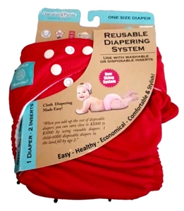 Charlie Banana Cloth Diaper, One Size Unisex RED Reusable 1 Diaper 2 Insert New - Picture 1 of 5