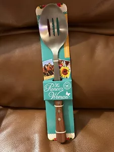 Pioneer Woman Rosewood Wood Handle Slotted Stainless Steel Spoon NIP - Picture 1 of 4