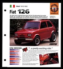 Fiat 126 (Italy 1972-1992) Spec Sheet 1998 HOT CARS Hot Rods #8.37