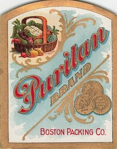 Etichette per bottiglie marca PURITAN Boston Packing Co. 2,25 x 3 pollici - Foto 1 di 2