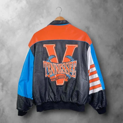 Black/Orange Vintage Jeff Hamilton Tennessee Reversible Leather Jacket Men's XL - Image 1 of 4