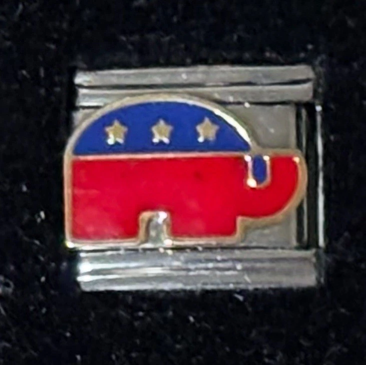 Logotipo del Partido Republicano Venta al por mayor encanto italiano esmalte eslabón 9MM K2020-2 Foto 1 de 1