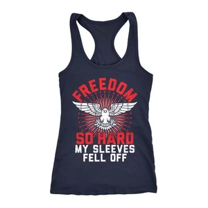 Camiseta sin mangas Freedom So Hard My Sleeves Fell Off para mujer divertida EE. UU. 4 de julio - Imagen 1 de 9
