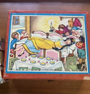 Vintage Grimm's Fairy Tales Wooden Block Picture Puzzle West Germany In Box - Picture 1 of 11