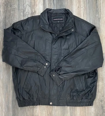Chaqueta Abrigo Para Hombre Charles Klein Cuero Genuino Negra 3XLT Cremallera Completa Foto 1 de 4