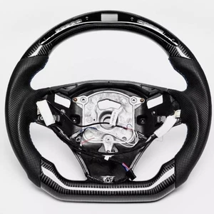 Real carbon fiber LED heated Steering Wheel For BMW E90 E91 E92 E93 M3 328i 335i - Picture 1 of 11