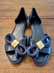 Melissa + Victorino Campos Jelly Bow Ballet Plano Azul Marino Oro Acento 7 - Imagen 1 de 11