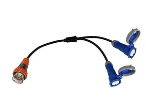 Adaptador de cable divisor 32 amperios 5 pines a 2 x CEEform 32 amperios 3 pines monofásico 240 V - Imagen 1 de 3