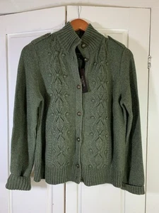 Talbots Green Wool Angora Cashmere Metal Button Cardigan Sweater Medium TAGS - Picture 1 of 13