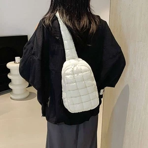 Womens Puffer Quilted Sling Bag Puffy Small Crossbody Purse Shoulder Bag Fashion - Picture 1 of 15