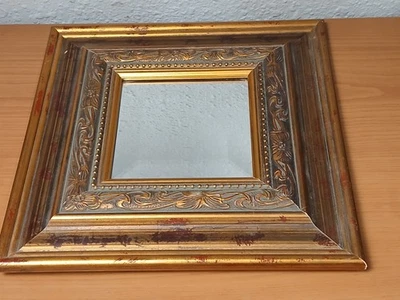 Espejo de pared cuadrado ornamentado vintage marco dorado decoración victoriana provincial francesa Foto 1 de 4