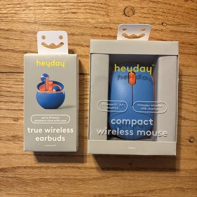 HEYDAY 55403 Ratón Inalámbrico y Auriculares Inalámbricos/Azul y Naranja Foto 1 de 2