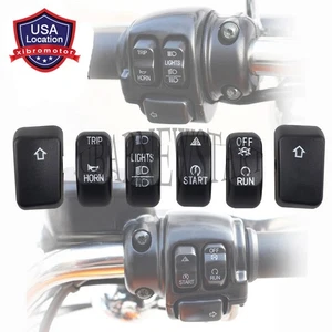 6pcs Black Hand Control Switch Housing Button Caps for Harley Sportster 2012-Up - Picture 1 of 13
