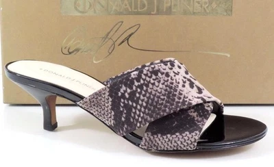 Sandalias Donald J Pliner Vayane Deslizables Tacón Gatito Malla Natural Serpiente Talla 8 Foto 1 de 4