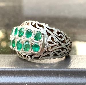 Natural Mined Earth Green Emerald Ring, 925 Sterling Silver Real Emerald Rings - Picture 1 of 4