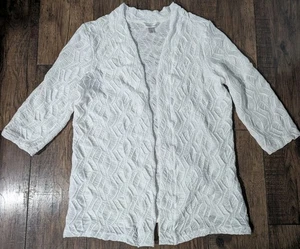 Christopher & Banks Womens XL White Atretch Gauzy Coverup Cardigan 3/4 Sleeves - Picture 1 of 15