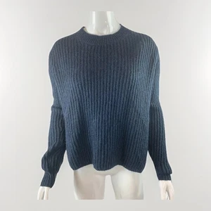 Suéter para mujer talla pequeña cuello falso acanalado media espalda manga larga - Imagen 1 de 5