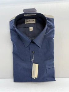 NWT Van Heusen Button Down Broadcloth Wrinkle Free Blue Dress Shirt 15 1/2 32/33 - Picture 1 of 5