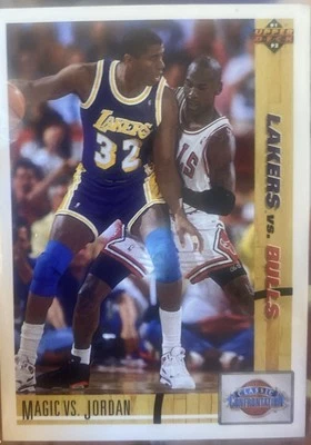 Baloncesto de cubierta superior 1991-92 - Michael Jordan vs Magic Johnson #34 Foto 1 de 2