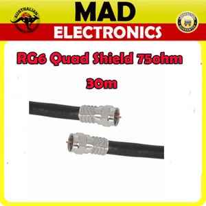 30m High Quality RG6 Quad Shield Cable Lead with Crimped F type Connectors - Picture 1 of 1