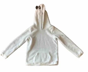 Carter’s Fleece Hooded White Sweatshirt Size 12 Youth Girls VGUC Cozy Heart Bear - Picture 1 of 12