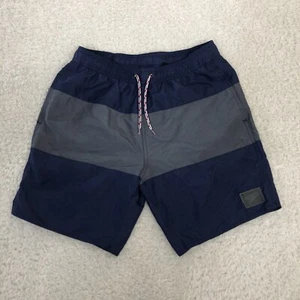Speedo Swim Shorts Mens S Small W31 Striped Navy Grey Drawstring Pockets - Picture 1 of 14