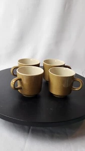 VTG Daisy Vale Stoneware by JC Penney Tan and Brown Cups and Saucers  - Picture 1 of 8
