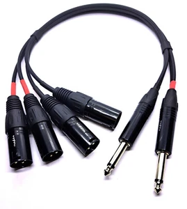 Audio-Splitter-Adapterkabel 4 x XLR Male - 2 x Klinke mono vers. Längen - Bild 1 von 2