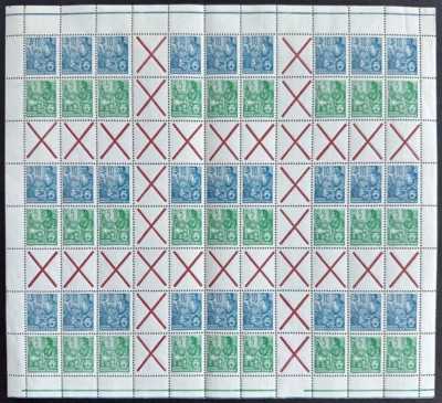 Germany DDR 1957-1958 Sc#330a Full Sheet 54 Stamps MNH Mariner Workers - Image 1 of 2