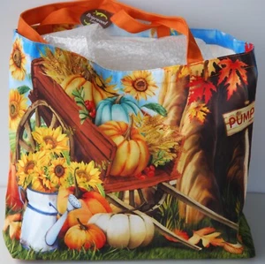 Pumpkin Cart Canvas Tote Bag - Picture 1 of 9