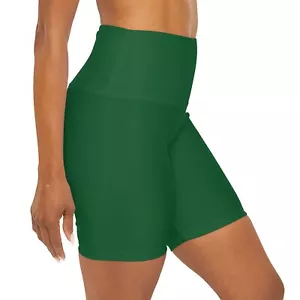 Dark Green - High Waisted Yoga Shorts (AOP) - Picture 1 of 55