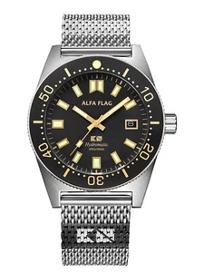 ALFA FLAG Hydromatic 200m/660ft Diver Watch Automatic Men's Sport Wristwatch - Picture 1 of 22
