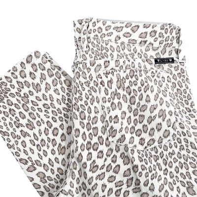 LUCKY BRAND Women's Sz 10/30 White/Tan Cheetah Leopard Print Denim Charlie Capri - Image 1 of 4