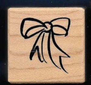 PSX  HAIR BOW GIFT PRESENT B-2268 Nature wood 1999 Santa Rosa CA Rubber Stamp - Picture 1 of 3