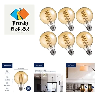 Vintage Globe LED Edison Bulbs, G25 Dimmable Flexible Spiral Filament, 40W Eq... - Image 1 of 4