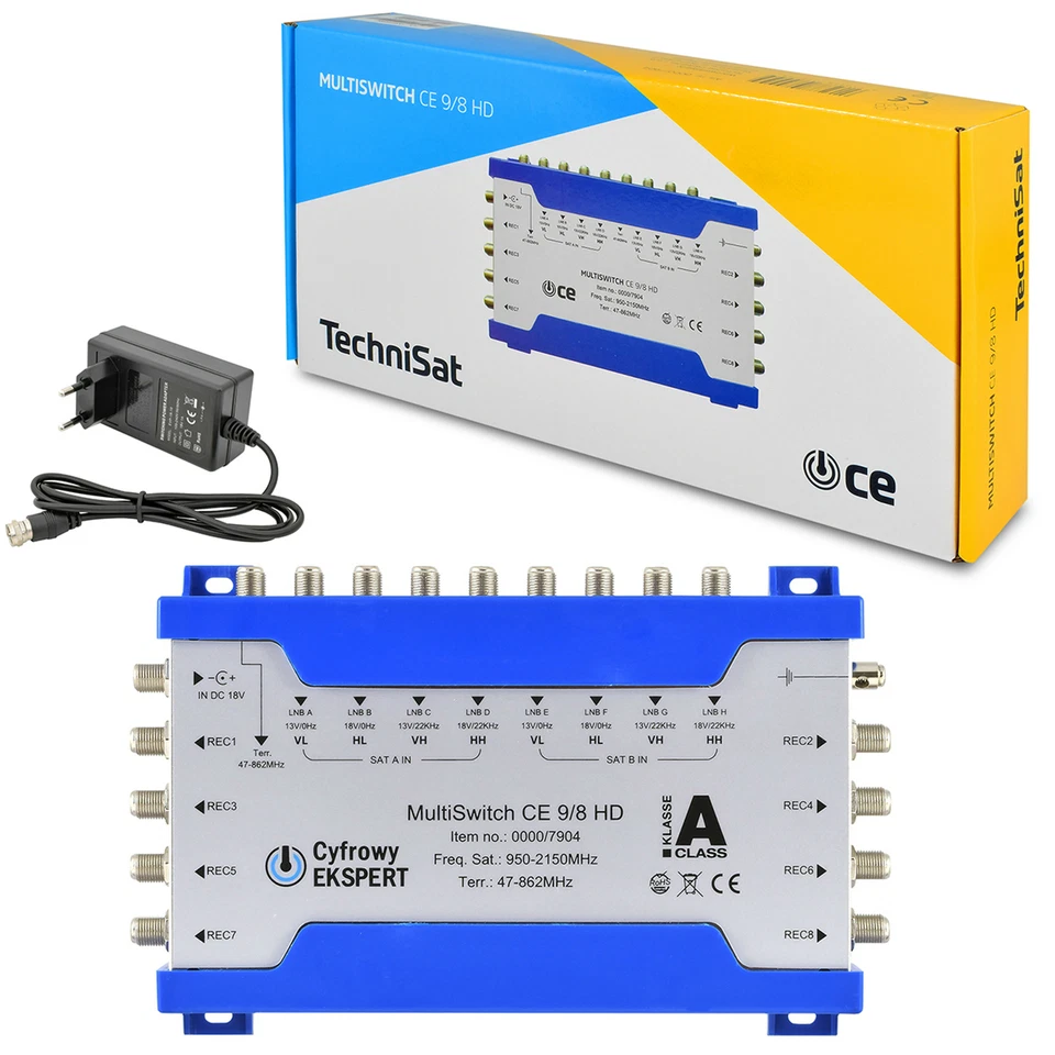 TechniSat Multischalter 9/8 Digital SAT Multiswitch CE 4K HDTV HD ► 8 Teilnehmer - Bild 1 von 4